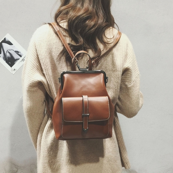 *NEW Cute Small Leather Backpack Crossbody Shoulder Purse Vintage Style Chic B… - Picture 5 of 14